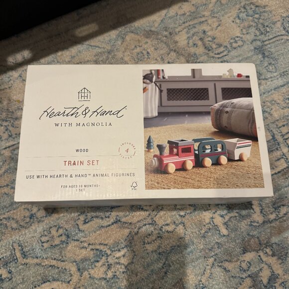 Hearth & Hand with Magnolia Wooden Train Playset Toy Set 4 NEW WITH TAG - Picture 6 of 6